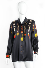 Vintage Escada Animal Ribbon Medals of Valor Shirt  on Mannequin Front at Recess LA