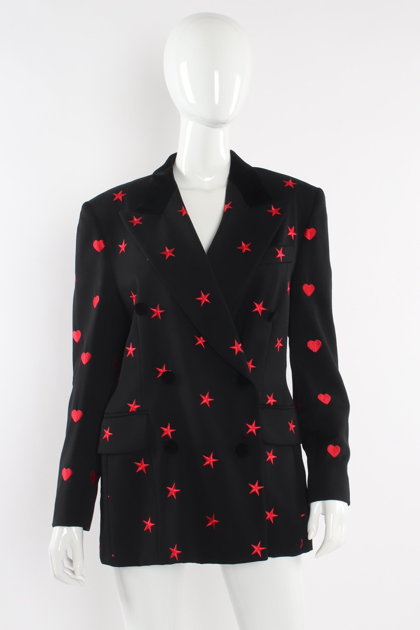 Vintage Escada by Margaretha Ley Embroidered Print Blazer mannequin front @ Recess LA