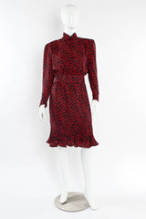 Vintage Escada by Margaretha Ley Silk Polka Dot Ruffle Dress mannequin front @ Recess LA