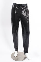 Vintage Escada Black Sequined Stirrup Pant on mannequin front at Recess Los Angeles