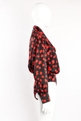 Vintage Escada Silk Splotch Print Cowl Bodysuit on mannequin side at Recess Los Angeles