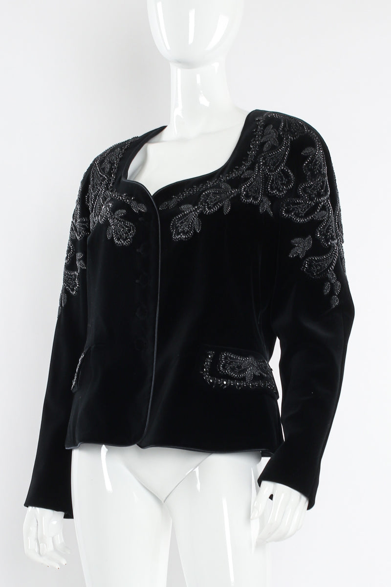 Vintage Escada Matador Beaded Velvet Jacket mannequin close angle @ Recess LA