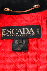 Vintage Escada Velvet Star Moto Jacket label at Recess Los Angeles