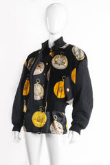 Vintage Escada Pocket Watch Velvet Bomber Jacket and Matching Top on Mannequin Front at Recess LA