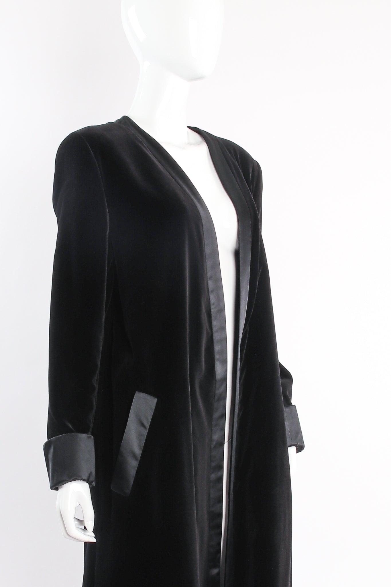 Vintage Escada Velvet Opera Duster Coat on mannequin crop at Recess Los Angeles