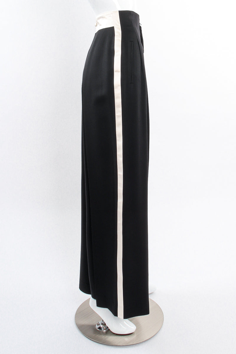 Vintage Escada High Waist Wide Leg Tuxedo Stripe Pant on Mannequin side at Recess LA