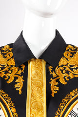 Vintage Escada Silk Baroque Sun Dial Shirt Versace Inspired on mannequin collar at Recess LA