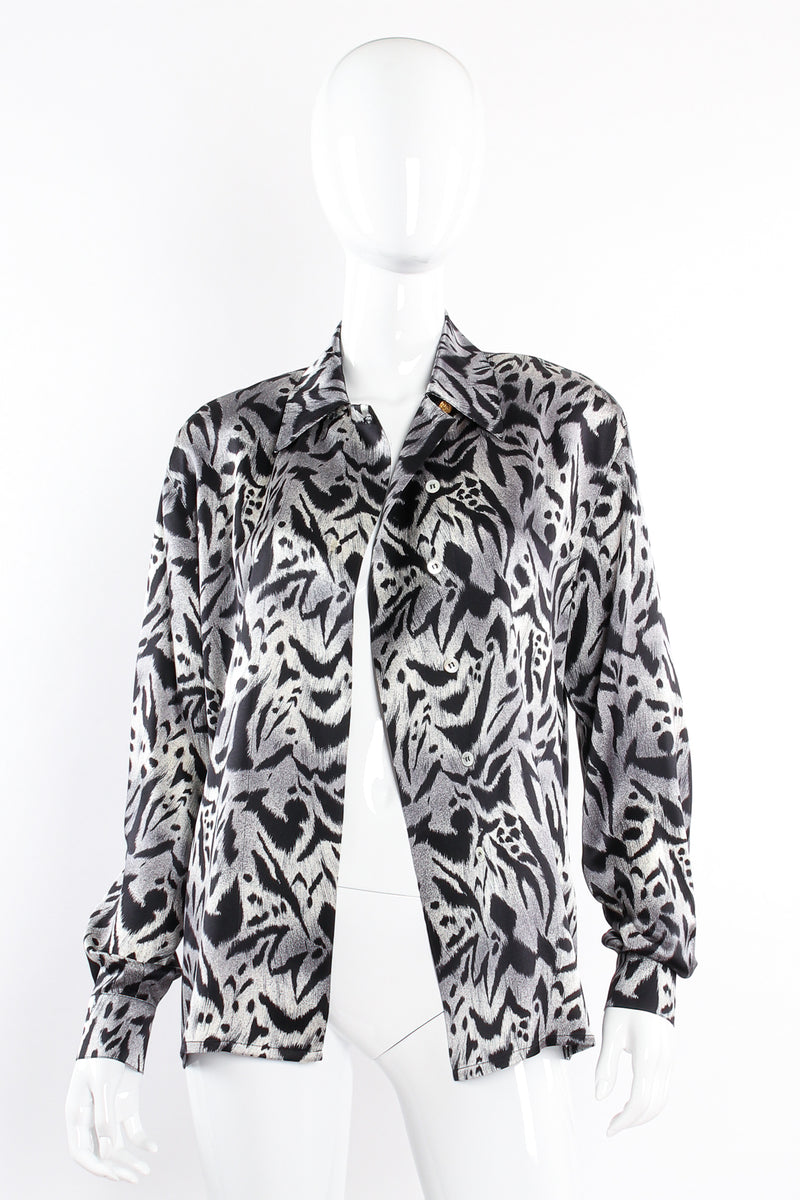 Vintage Escada Sleepy Hollow Abstract Animal Print Shirt on mannequin open @ Recess Los Angeles