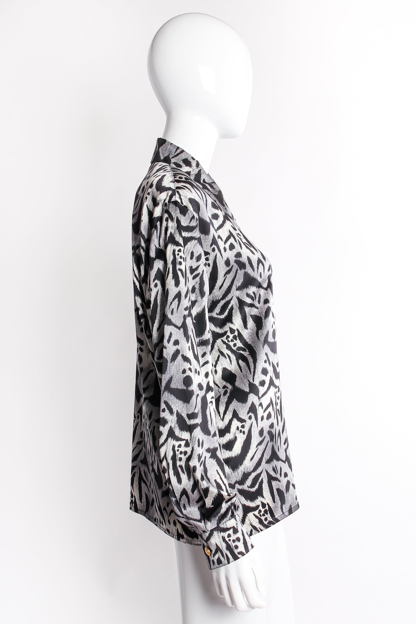 Vintage Escada Sleepy Hollow Abstract Animal Print Shirt on mannequin side @ Recess Los Angeles