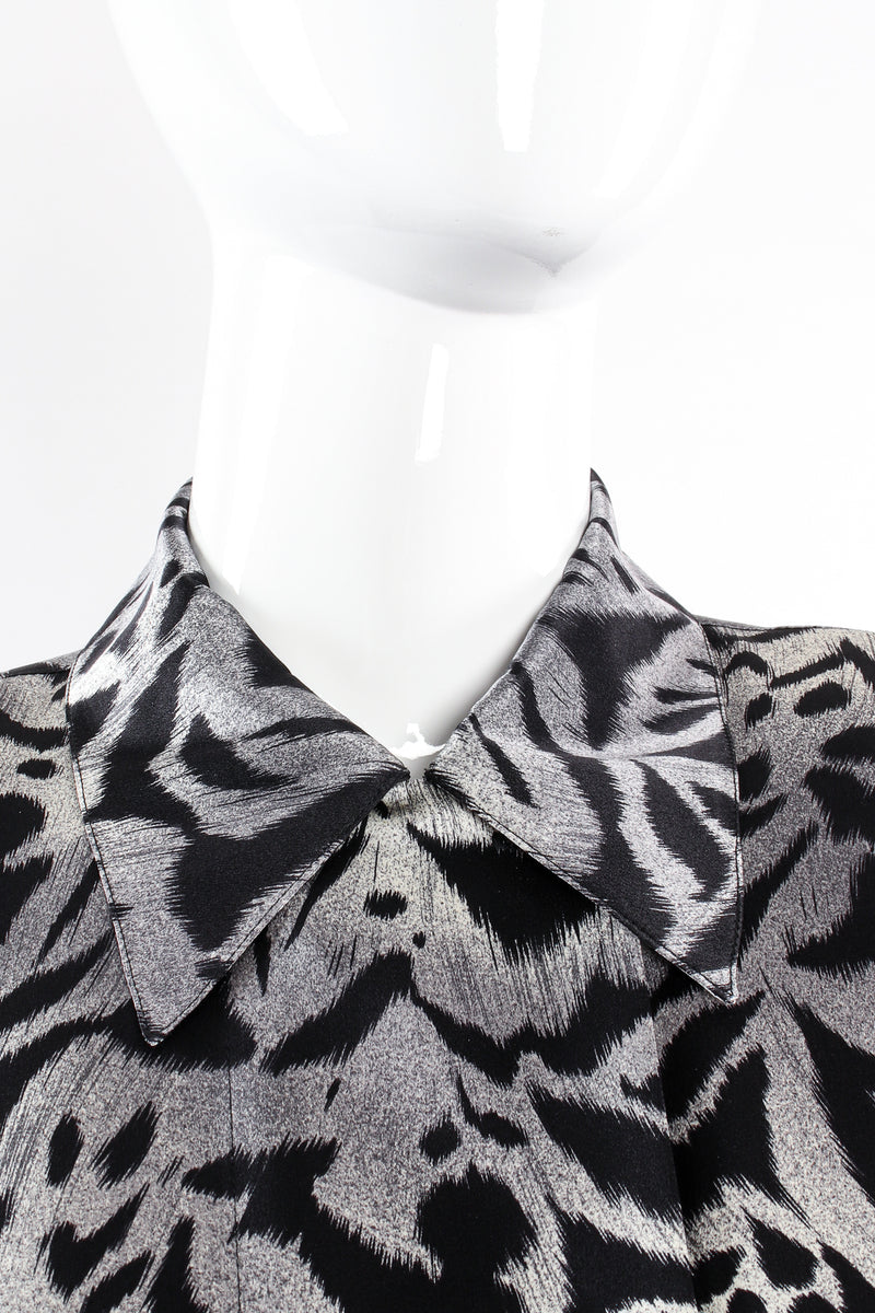 Vintage Escada Sleepy Hollow Abstract Animal Print Shirt on mannequin collar @ Recess LA