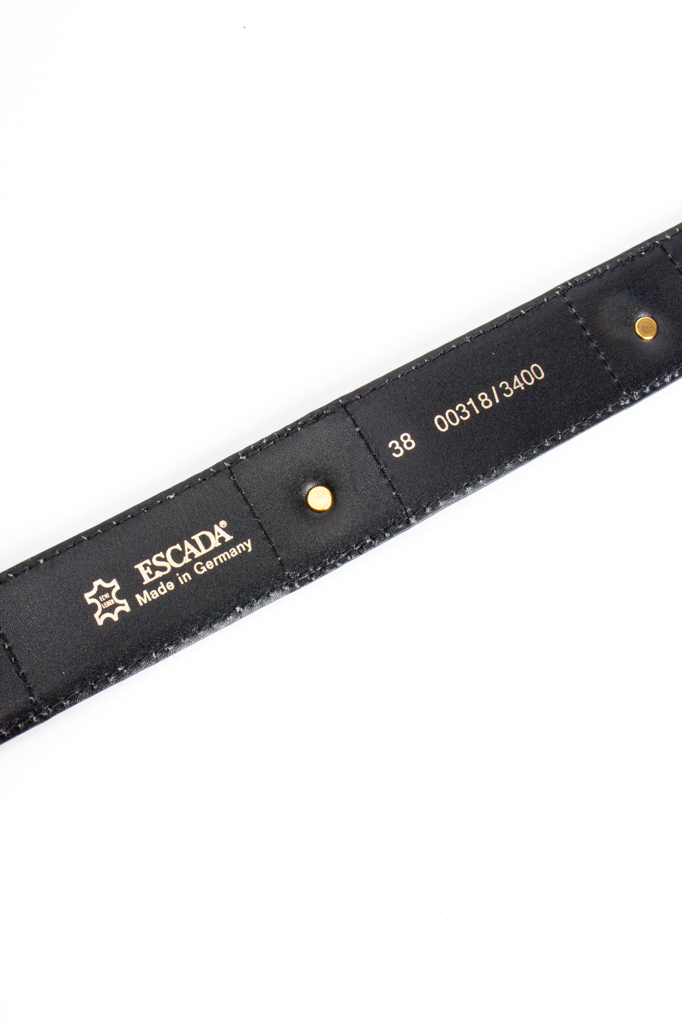 Vintage Escada Queen Crown Suede Belt signature stamp at Recess Los Angeles