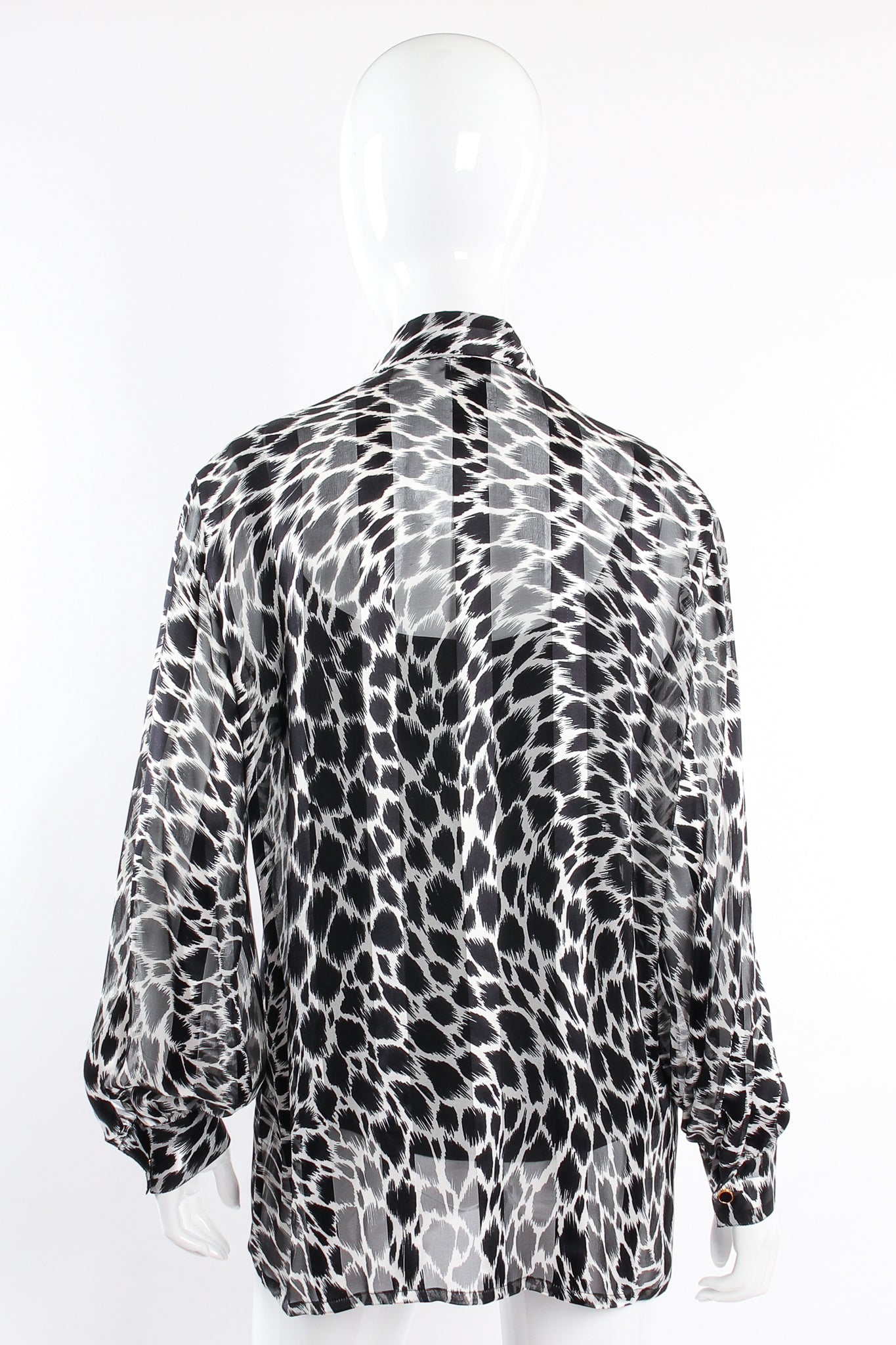 Vintage Escada Sheer Silk Animal Print Shirt & Tank on Mannequin back at Recess Los Angeles