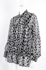 Vintage Escada Sheer Silk Animal Print Shirt & Tank on Mannequin angle at Recess Los Angeles