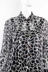 Vintage Escada Sheer Silk Animal Print Shirt & Tank on Mannequin front crop at Recess Los Angeles