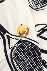 Vintage Escada Racquet Sport Print Silk Shirt button at Recess Los Angeles