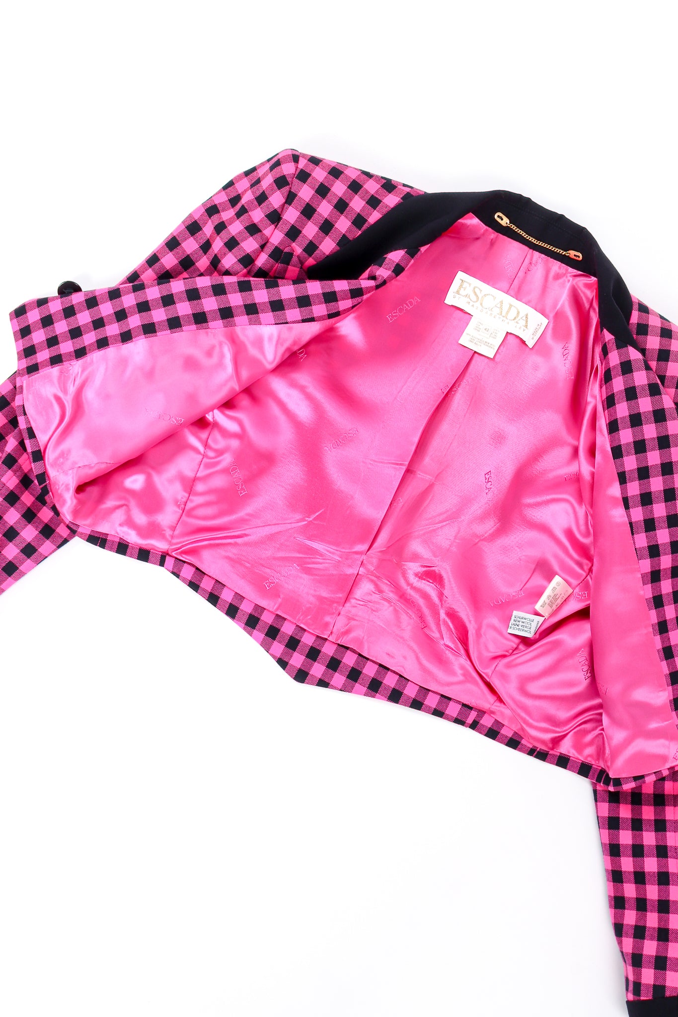 Vintage Escada Boxy Cropped Hot Check Jacket lining at Recess Los Angeles