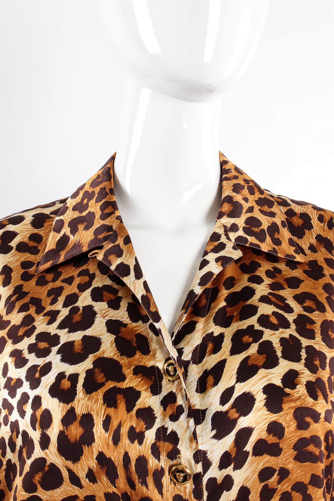 Vintage Escada Leopard Print Shirt & Scarf on Mannequin collar at Recess Los Angeles