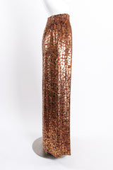 Vintage Escada Metallic Velvet Lamé Burnout Pant on mannequin side at Recess Los Angeles