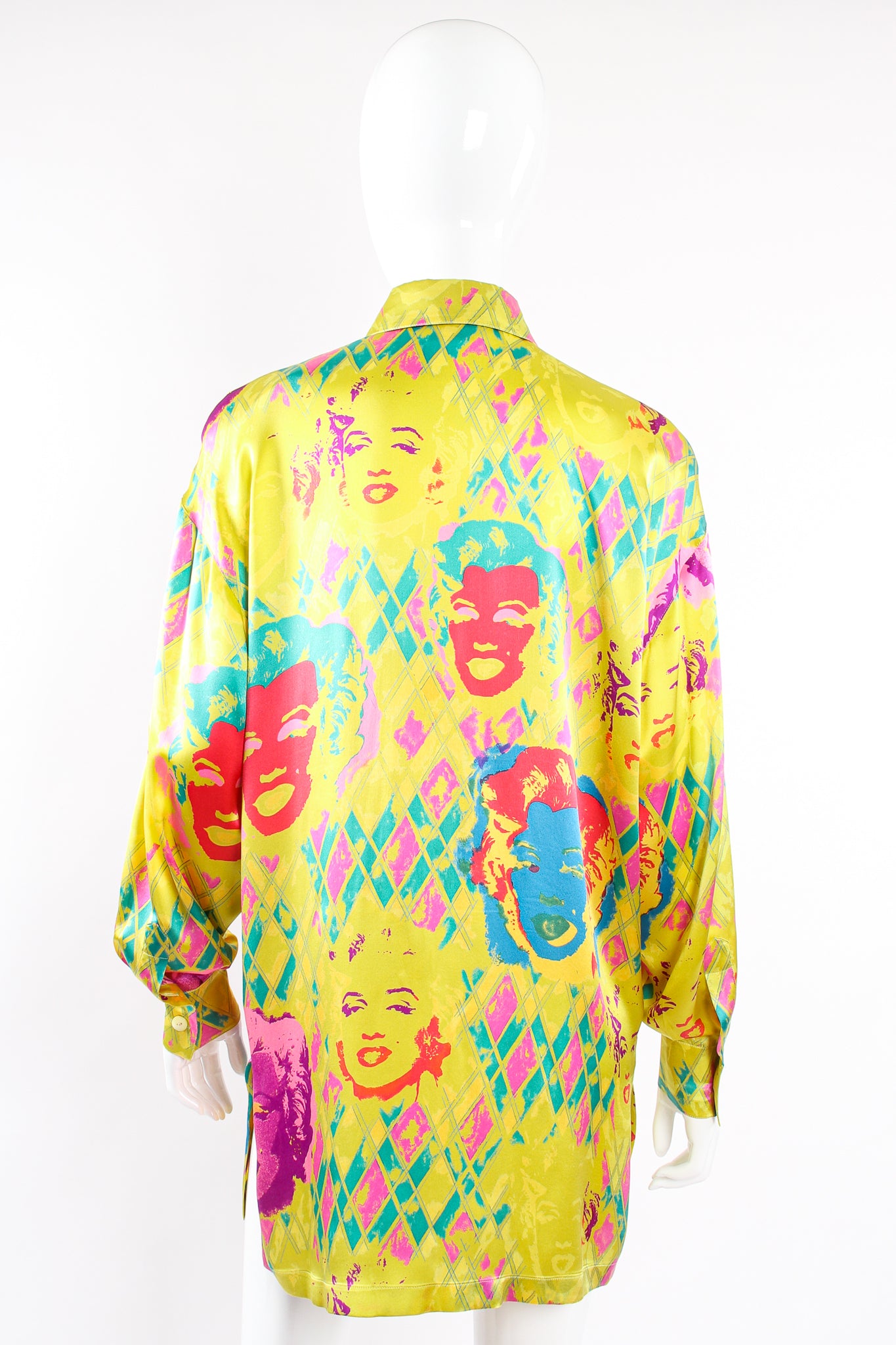 Vintage Escada Marilyn Monroe Silk Pop Art Shirt on Mannequin back at Recess Los Angeles