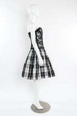 Vintage Escada Lace Checkered Silk Taffeta Dress mannequin side @ Recess LA