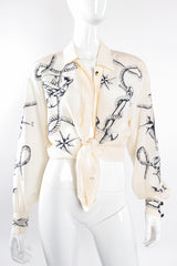 Vintage Escada Compass Star Nautical Satin Shirt on Mannequin back crop at Recess Los Angeles