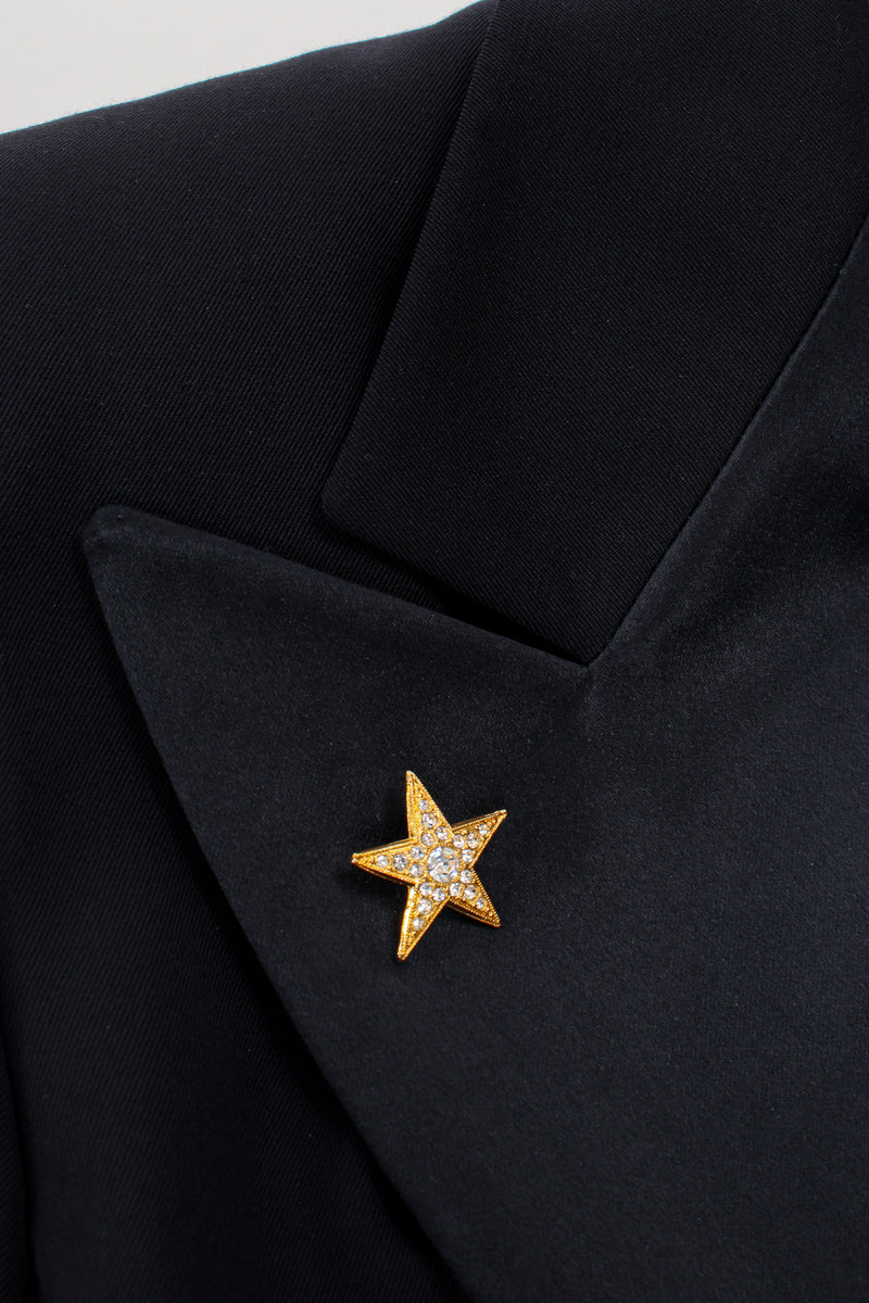 Vintage Escada Starry Cropped Tuxedo Jacket lapel at Recess Los Angeles