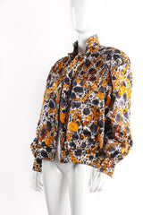 Vintage Escada Dog Hound Bridle Print Silk Bomber Jacket on Mannequin Angle at Recess LA