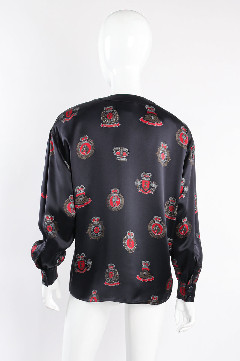 Vintage Escada Emblem Crest Print Blouse on mannequin back at Recess Los Angeles