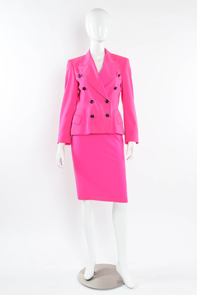 Vintage Escada 1980s Wool Blazer & Skirt Set mannequin front @ Recess Los Angeles