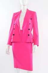 Vintage Escada 1980s Wool Blazer & Skirt Set mannequin jacket open @ Recess Los Angeles