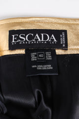 Vintage Escada Gold Leather Lamé Skirt label at Recess Los Angeles