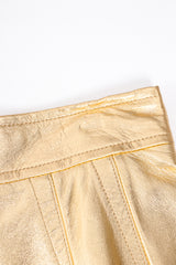 Vintage Escada Gold Leather Lamé Skirt hanger indentation at Recess Los Angeles