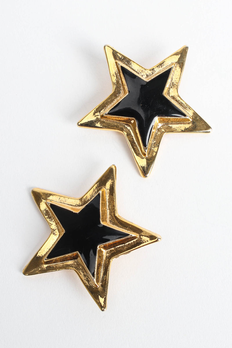 Vintage Escada Enamel Star Plate Earrings diagonal front @ Recess Los Angeles