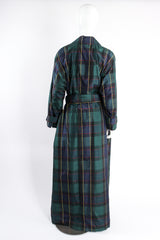 Vintage Escada Plaid Silk Taffeta Opera Trench Coat Duster on mannequin back at Recess Los Angeles