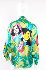 Vintage Escada Satin Silent Film Pop Art Shirt on Mannequin back at Recess Los Angeles