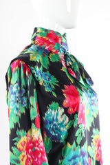 Vintage Escada Floral Ikat Silk Scarf Blouse on Mannequin shoulder at Recess Los Angeles