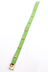 Vintage Escada Lime Leopard Stud Buckle Belt flat at Recess Los Angeles