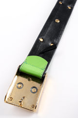 Vintage Escada Lime Leopard Stud Buckle Belt buckle peg at Recess Los Angeles