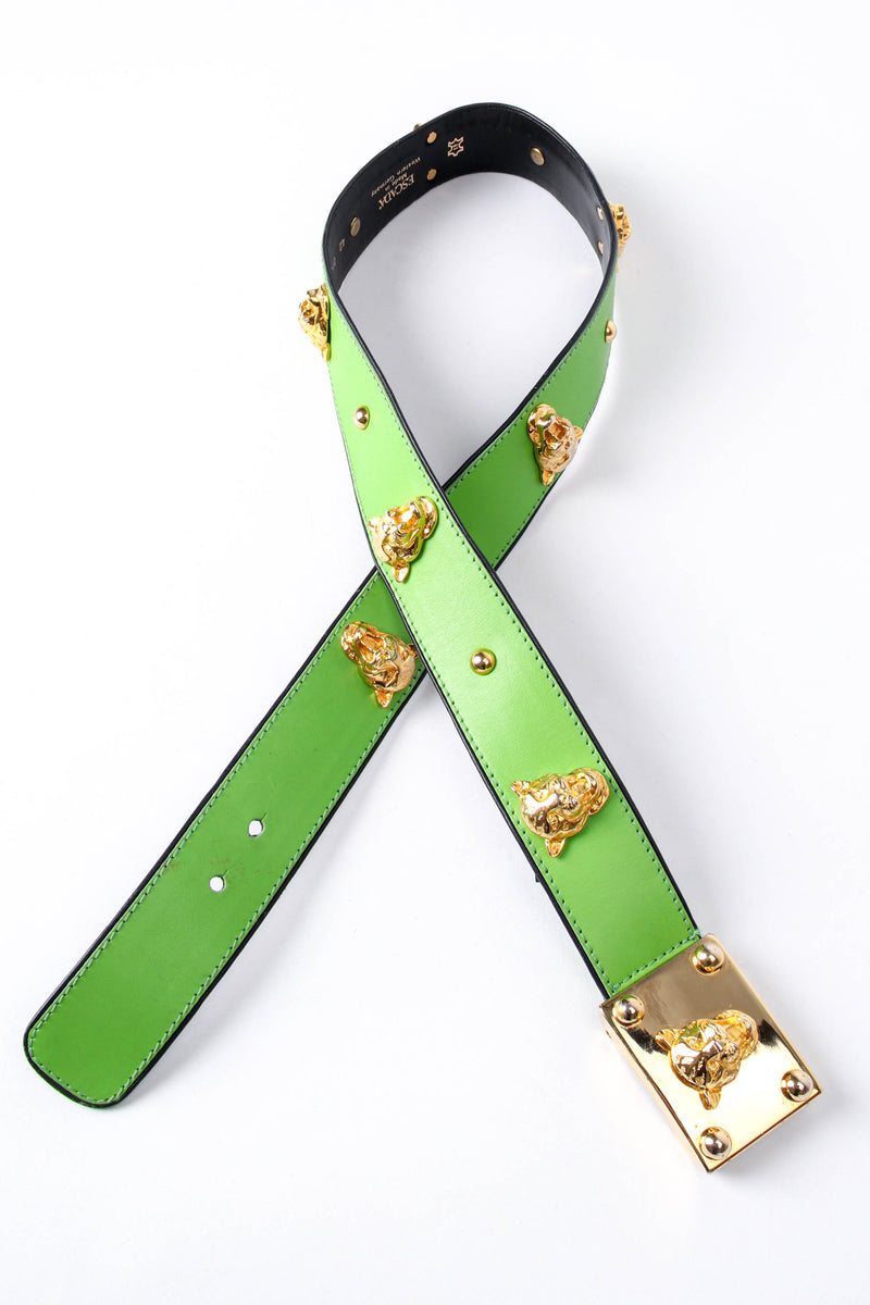 Vintage Escada Lime Leopard Stud Buckle Belt at Recess Los Angeles