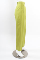 Vintage Escada Lime Tapered Pleat Pant on Mannequin side at Recess Los Angeles