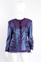 Vintage Escada Metallic Quilted Diamond Brocade Jacket Set on mannequin front at Recess Los Angeles