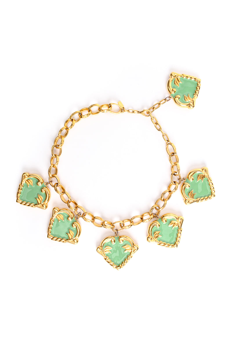 Vintage Escada Mint Enamel Hearts Charm Necklace at Recess Los Angeles