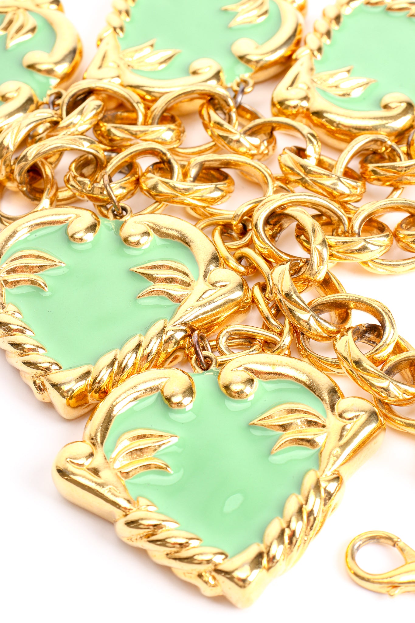 Vintage Escada Mint Enamel Hearts Charm Necklace at Recess Los Angeles