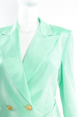 Vintage Escada Mint Moiré Jacket & Skirt Suit on Mannequin shoulder at Recess Los Angeles