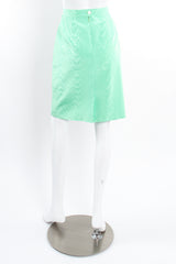 Vintage Escada Mint Moiré Jacket & Skirt Suit skirt back on mannequin at Recess Los Angeles