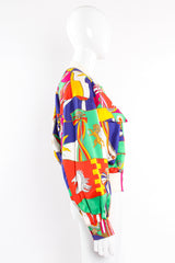 Vintage Escada Flag Pageantry Bomber Jacket on Mannequin side at Recess Los Angeles