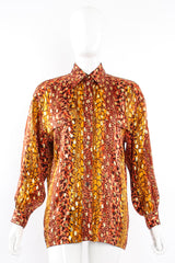 Vintage Escada Fiery Animal Print Brocade Shirt on mannequin front at Recess Los Angeles