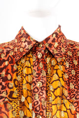 Vintage Escada Fiery Animal Print Brocade Shirt on mannequin collar at Recess Los Angeles