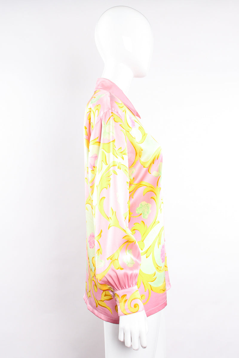 Vintage Escada Pastel Baroque Blossom Shirt on Mannequin side at Recess Los Angeles