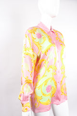 Vintage Escada Pastel Baroque Blossom Shirt on Mannequin angle at Recess Los Angeles